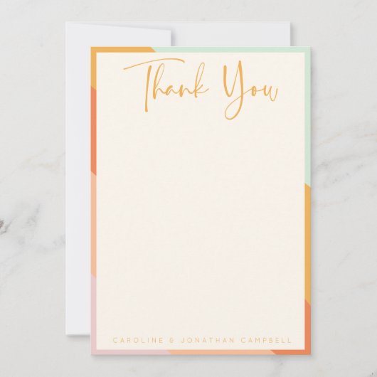 Retro Abstracte Stripes Chic Custom Wedding Bedankkaart (Voorkant)