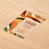 Retro Abstracte Terracotta Oranje bruiloft Acryl Uitnodigingen (Laagn)