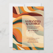 Retro Abstracte Terracotta Oranje bruiloft Kaart (Voorkant)