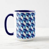 Retro Abstracte tinten van blauw geometrisch patro Mok (Links)