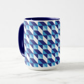 Retro Abstracte tinten van blauw geometrisch patro Mok (Voorkant links)