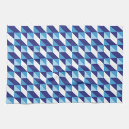 Retro Abstracte tinten van blauw geometrisch patro Theedoek