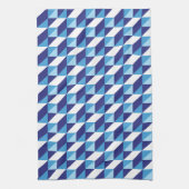 Retro Abstracte tinten van blauw geometrisch patro Theedoek (Verticaal)