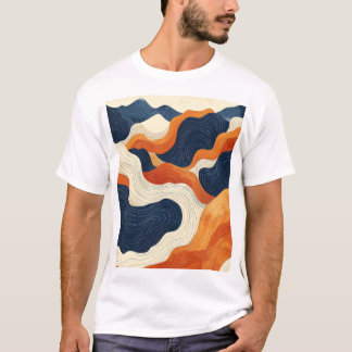 Retro Abstracte Topografische Contourlijn Kunst Vi T-shirt