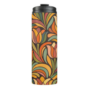 Retro Abstracte Tulp Bloemmotief Thermosbeker