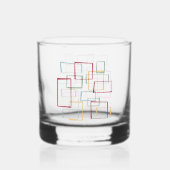 Retro Abstracte vierkanten Rood Blauw Groen Geel M Whisky Glas (Achterkant)