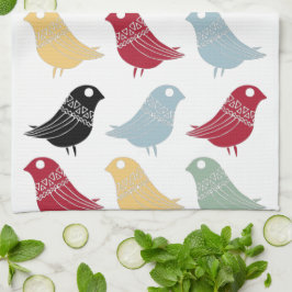 Retro Abstracte Vogels Mid-Century Modern Theedoek