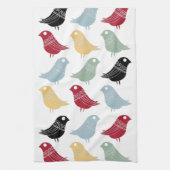Retro Abstracte Vogels Mid-Century Modern Theedoek (Verticaal)
