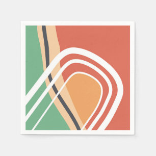 Retro abstracte vormen, kleurrijke kunst servet