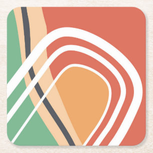 Retro abstracte vormen, kleurrijke kunstwerken kartonnen onderzetters