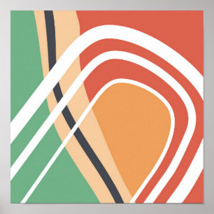Retro abstracte vormen, kleurrijke kunstwerken poster