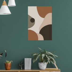 Retro Abstracte Vormen Poster Terracotta Bauhaus