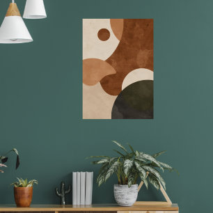Retro Abstracte Vormen Poster Terracotta Bauhaus