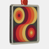 Retro Abstracte Wavy Rainbow Squares Abstracte Art Metalen Ornament (Rechts)