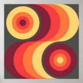 Retro Abstracte Wavy Rainbow Squares Abstracte Art Poster (Voorkant)