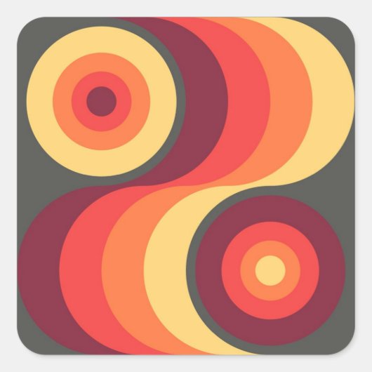 Retro Abstracte Wavy Rainbow Squares Abstracte Art Vierkante Sticker (Voorkant)