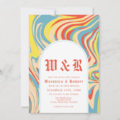 Retro Abstracte wervelboog 70s Monogram Kaart (Voorkant)