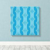 Retro Abstracte witte lijnen op blauw patroon Canvas Afdruk (Insitu (Houten vloer))