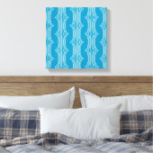 Retro Abstracte witte lijnen op blauw patroon Canvas Afdruk (Insitu (Slaapkamer))