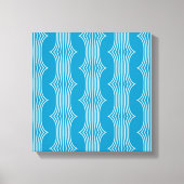 Retro Abstracte witte lijnen op blauw patroon Canvas Afdruk (Voorkant)