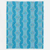 Retro Abstracte witte lijnen op blauw patroon Fleece Deken (Voorkant)