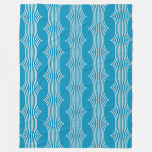 Retro Abstracte witte lijnen op blauw patroon Fleece Deken