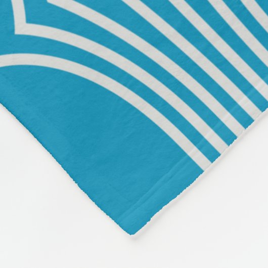 Retro Abstracte witte lijnen op blauw patroon Fleece Deken (Hoek)