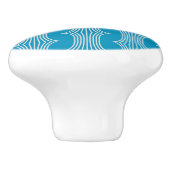 Retro Abstracte witte lijnen op blauw patroon Keramische Knop (Zijkant)