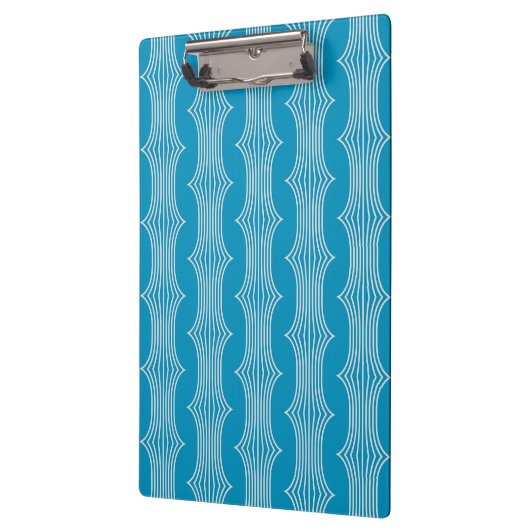 Retro Abstracte witte lijnen op blauw patroon Klembord (Links)