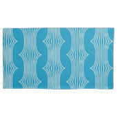 Retro Abstracte witte lijnen op blauw patroon Kussensloop (Voorkant-Links)