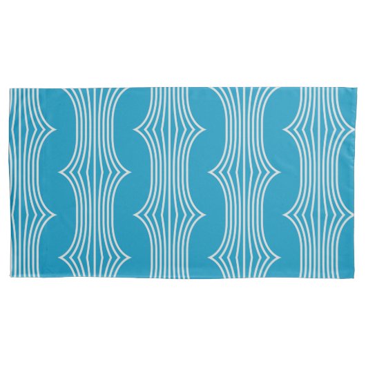 Retro Abstracte witte lijnen op blauw patroon Kussensloop (Voorkant-Links)
