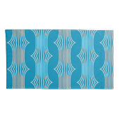 Retro Abstracte witte lijnen op blauw patroon Kussensloop (Achterkant-Rechts)