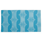 Retro Abstracte witte lijnen op blauw patroon Kussensloop (Voorkant-Rechts)