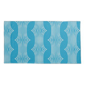 Retro Abstracte witte lijnen op blauw patroon Kussensloop (Achterkant-Links)