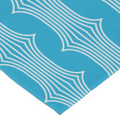 Retro Abstracte witte lijnen op blauw patroon Lange Tafelloper (Hoek)