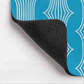 Retro Abstracte witte lijnen op blauw patroon Muismat (Hoek)