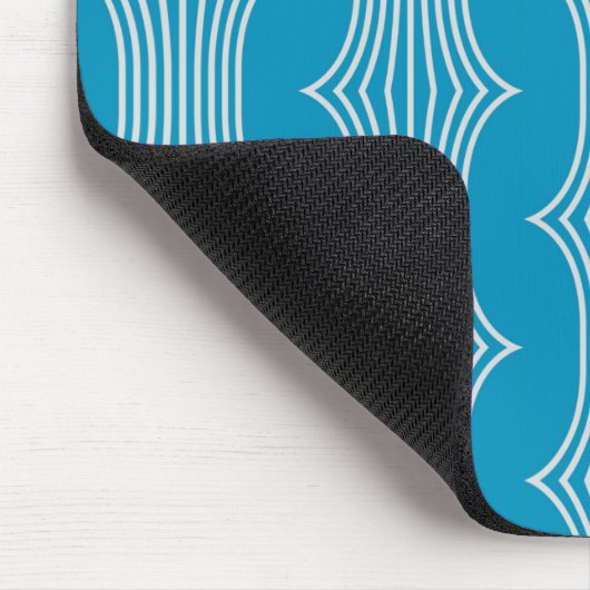 Retro Abstracte witte lijnen op blauw patroon Muismat (Hoek)