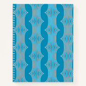 Retro Abstracte witte lijnen op blauw patroon Notitieboek (Voorkant)