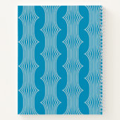 Retro Abstracte witte lijnen op blauw patroon Notitieboek (Achterkant)