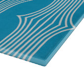 Retro Abstracte witte lijnen op blauw patroon Snijplank (Hoek)