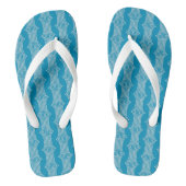 Retro Abstracte witte lijnen op blauw patroon Teenslippers (Voetbed)