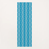 Retro Abstracte witte lijnen op blauw patroon Yogamat (Voorkant)