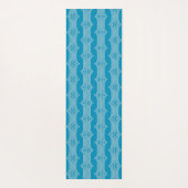 Retro Abstracte witte lijnen op blauw patroon Yogamat (Achterkant)