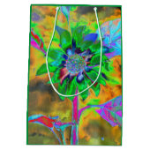 Retro abstracte zonnebloem schilderij groen goud medium cadeauzakje (Achterkant)