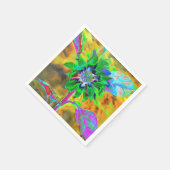 Retro abstracte zonnebloem schilderij groen goud servetten (Hoek)