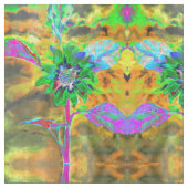 Retro abstracte zonnebloem schilderij groen goud stof (Close Up)