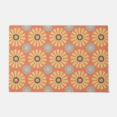 Retro Abstrat Blue en Oranje Daisies Pattern Deurmat (Voorkant)