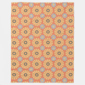 Retro Abstrat Blue en Oranje Daisies Pattern Fleece Deken (Voorkant)