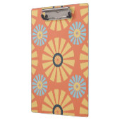 Retro Abstrat Blue en Oranje Daisies Pattern Klembord (Links)