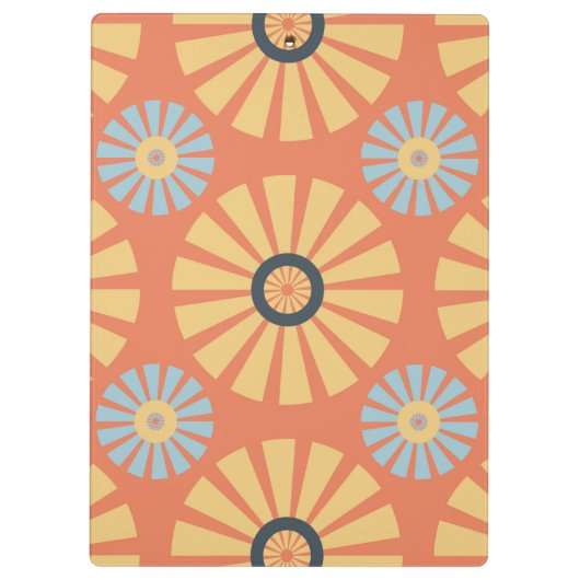 Retro Abstrat Blue en Oranje Daisies Pattern Klembord (Achterkant)